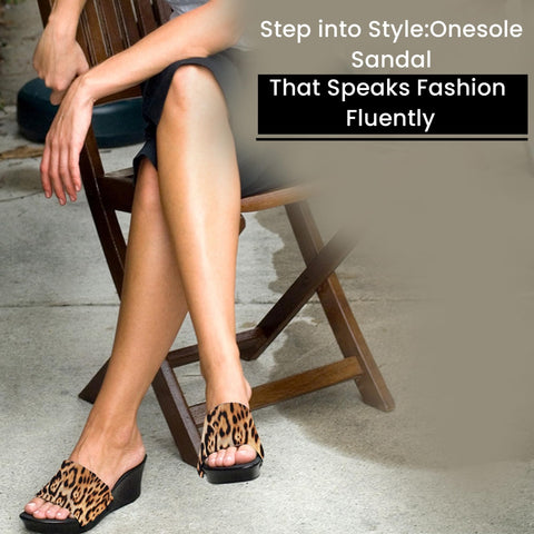 Onesole Blurry Leopard Top, Women's Wedge Sandals, Leopard Print