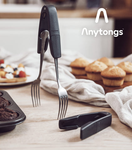 Anytongs - Eating Utensils into Tongs (2-Pack, Black)