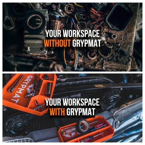 Grypmat Plus Silicone Tool Tray - Non-Slip, Flexible - Duo Orange
