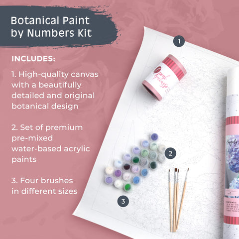 Pink Picasso Kits Botanical Floral Paint by Number - DIY Painting Kit