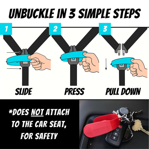UnbuckleMe Car Seat Buckle Release Tool - Purple & Blue 2 Pack