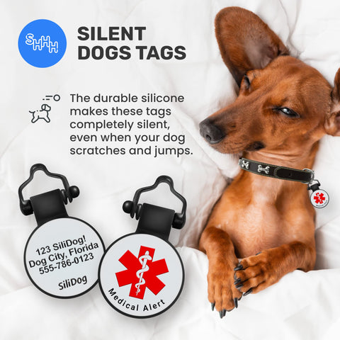 SiliDog Silicone Silent Pet Tag, Medical Alert, White