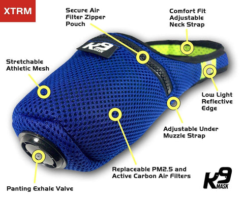 K9 Mask® Air Filter Mask for Dogs, Blue (Large)