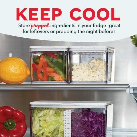 Prepdeck Gen 2 Recipe Prep & Storage Station - 8 Essential Tools + Cutting Board, 14 Plastic Containers + Lids