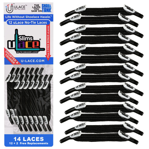 uLace Slims No-Tie Shoelaces - Black
