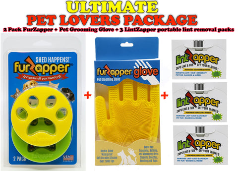 Ultimate Pet Owner Bundle, 2 FurZappers, 1 Pet Grooming Glove, 3 LintZapper Packs