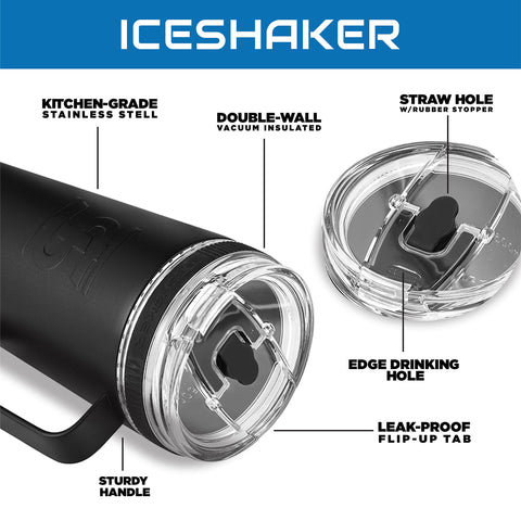 Ice Shaker 26 Oz Stainless Steel Flex Tumbler with Handle, White