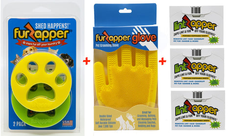 Ultimate Pet Owner Bundle, 2 FurZappers, 1 Pet Grooming Glove, 3 LintZapper Packs