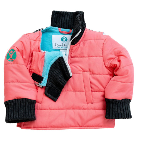 Buckle Me Baby Coats - Safer Car Seat Girls Winter Jacket - Toastier Pinkerbell - 18 Months