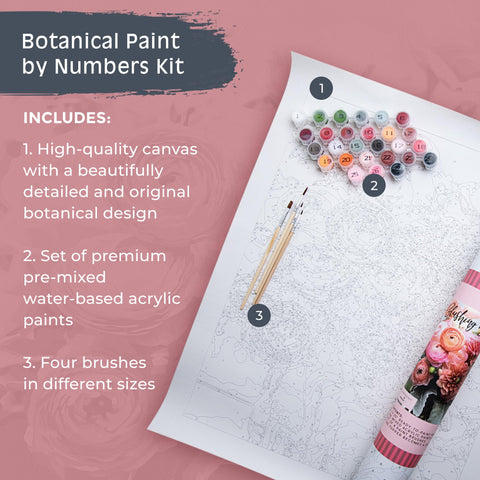 Pink Picasso Botanical Floral Paint by Number (Blushing Bloom)