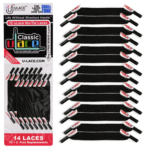 uLace Classic No Tie Shoelaces - Black