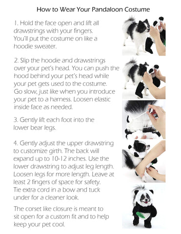 Pandaloon Dog & Pet Costume Set, Panda (Size 2, 15-16" Height, Girth <16")