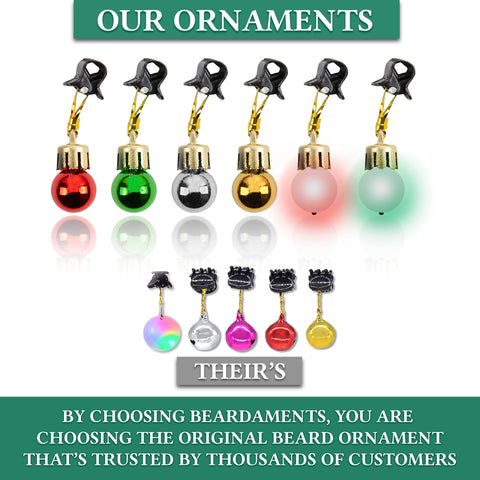 BEARDAMENTS - Beard Ornaments - The Original 12pc Colorful Christmas Facial Hair Baubles