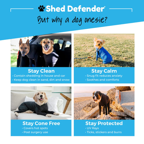 Shed Defender Sport Dog Onesie, Shedding Bodysuit, Large