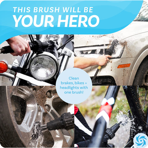 Brush Hero Wheel Brush - Auto Cleaning Kit - Scrubs Tires, Grills, & More